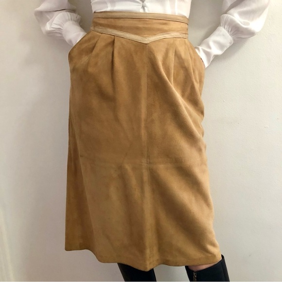 Vintage Suede Midi Skirt - Picture 1 of 9